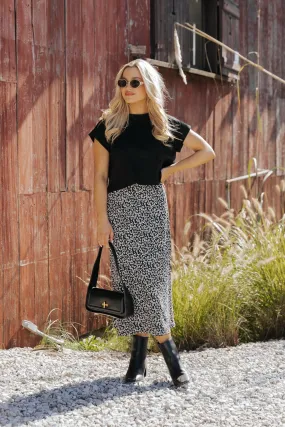 Black Leopard Print Midi Skirt - FINAL SALE