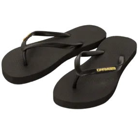 Carve Metalic Badge Womens Thongs Black/Gold