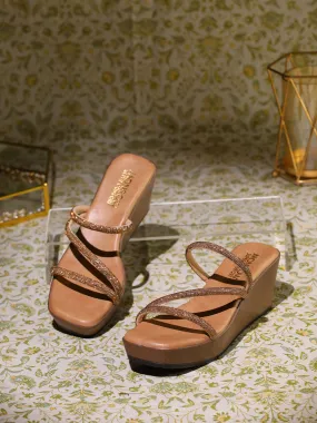 Emma Antique Gold Wedge Heels