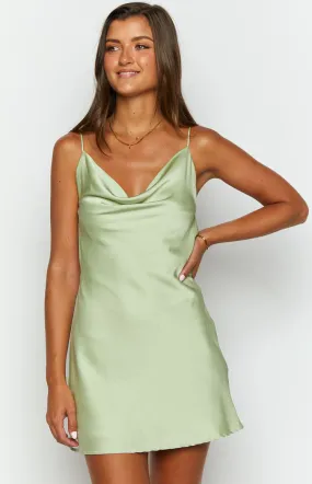 Lilee Sage Satin Mini Dress