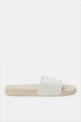 Women Pink Embossed Striped Slide